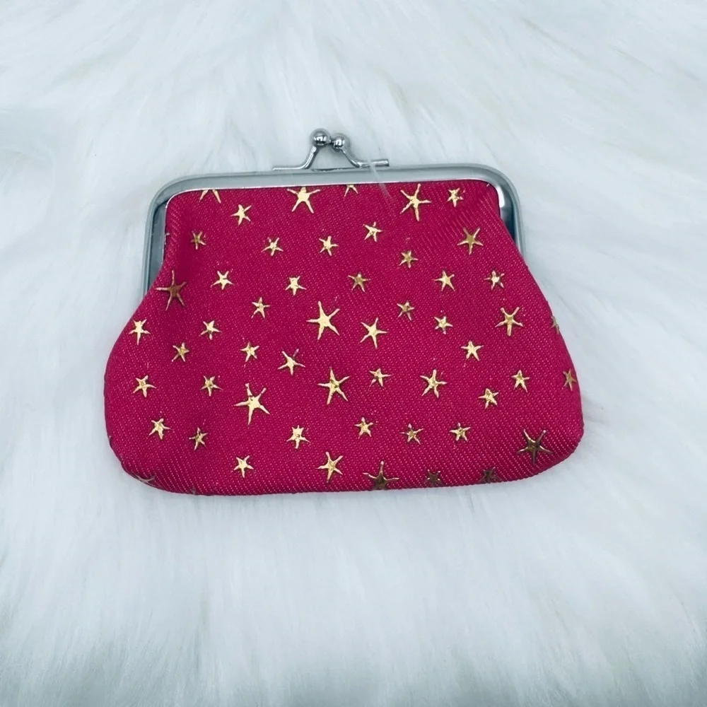 Star Print Jean Coin Purse in red - Picture 3 of 3
